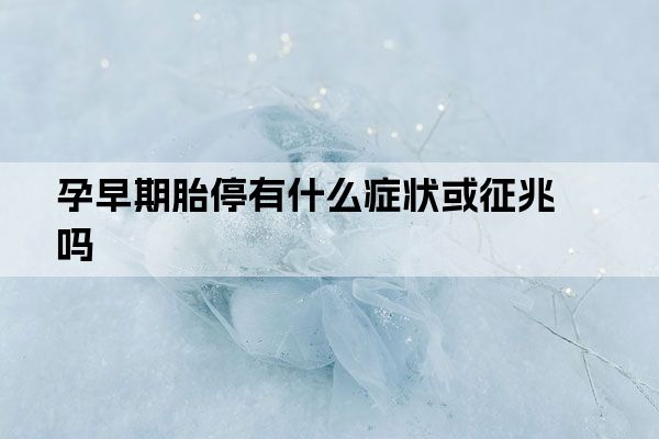 孕早期胎停有什么症状或征兆吗