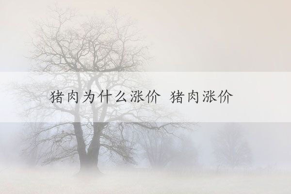 猪肉为什么涨价 猪肉涨价原因及未来预测